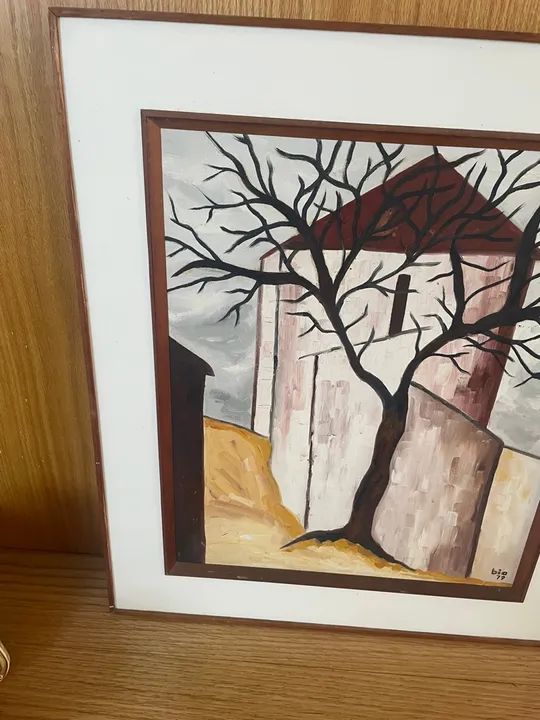 Quadro de pintura a óleo de uma casa - Foto 4