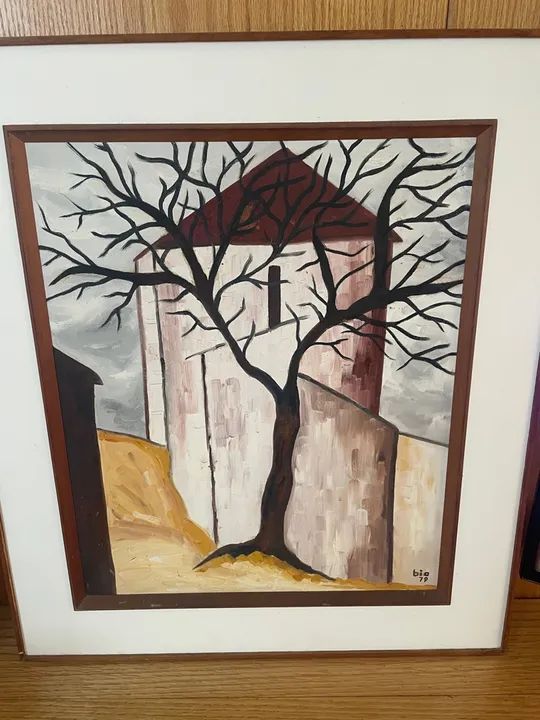 Quadro de pintura a óleo de uma casa - Foto 3