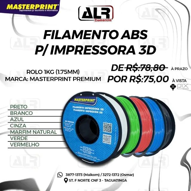 FILAMENTO PARA IMPRESSORA 3D EM ABS