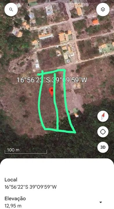 Terreno 14578 m2 em Corumbau