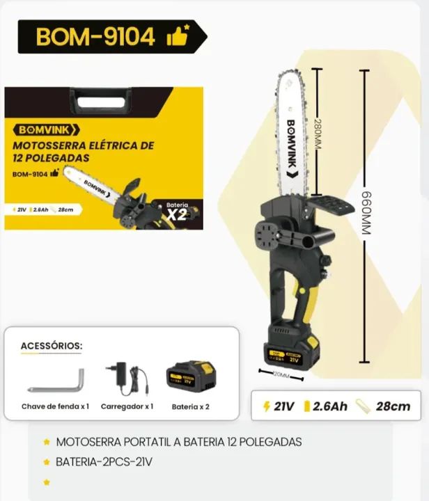 MOTOSSERRA ELÉTRICA DE 12 POLEGADAS-BOM-9104