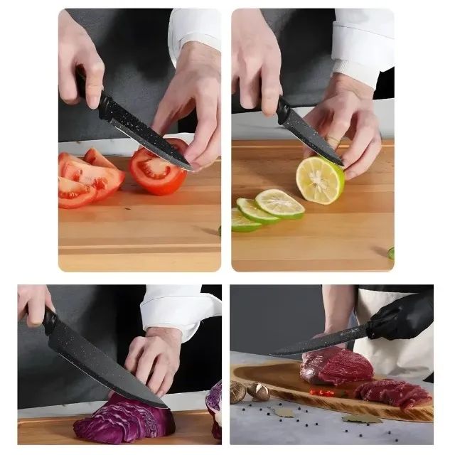 Jogo De Facas Inox 6 Peças Cozinha Churrasco B-Max BM-F989 - Foto 4