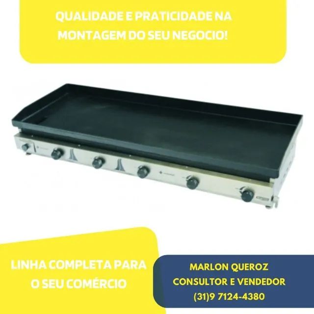 Chapa de Lanche 1,40M 5 Queimadores Nova 
