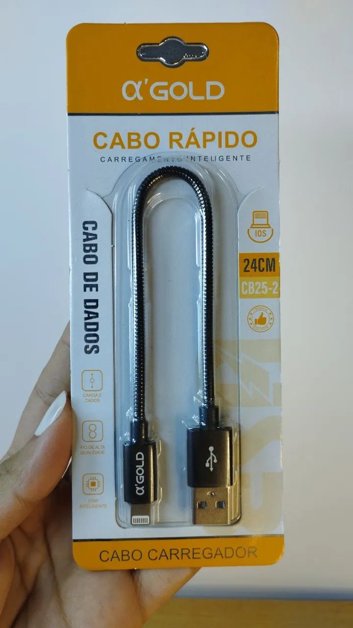 Cabo USB curto (24 cm) metálico  - Foto 2