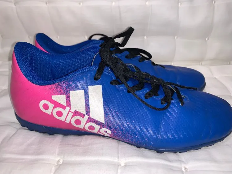 Chuteira Adidas Azul e Rosa n°41