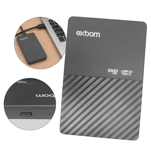 HD Externo Slimvault Portátil 1TB USB 3.1. HD Externo 1TB Portátil com USB-C Alta Velocida