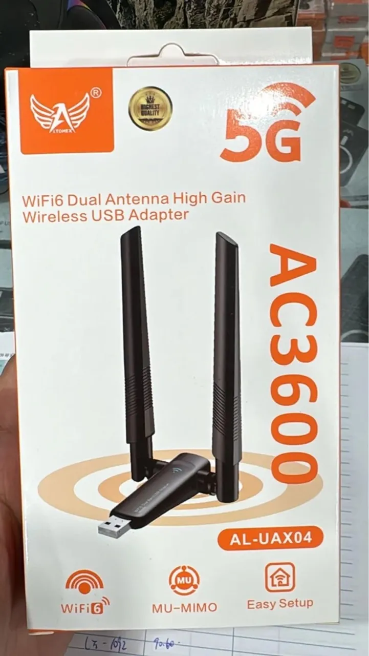 Adaptador Wi-Fi USB Dual Antenna AC3600 WiFi6