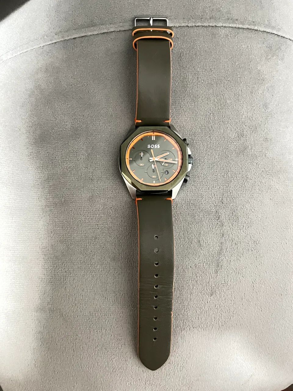 Relógio Hugo Boss 1514018 Masculino Couro Verde Original - Foto 3
