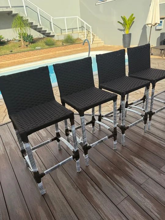 Conjunto de 4 Cadeiras de Bar em tricô nautico 590 cada - Foto 3