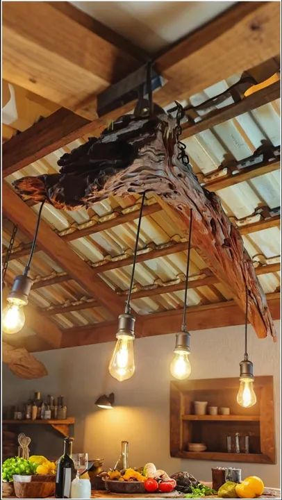 Luminária Lustre de Madeira Maciça (Novo) - Foto 4