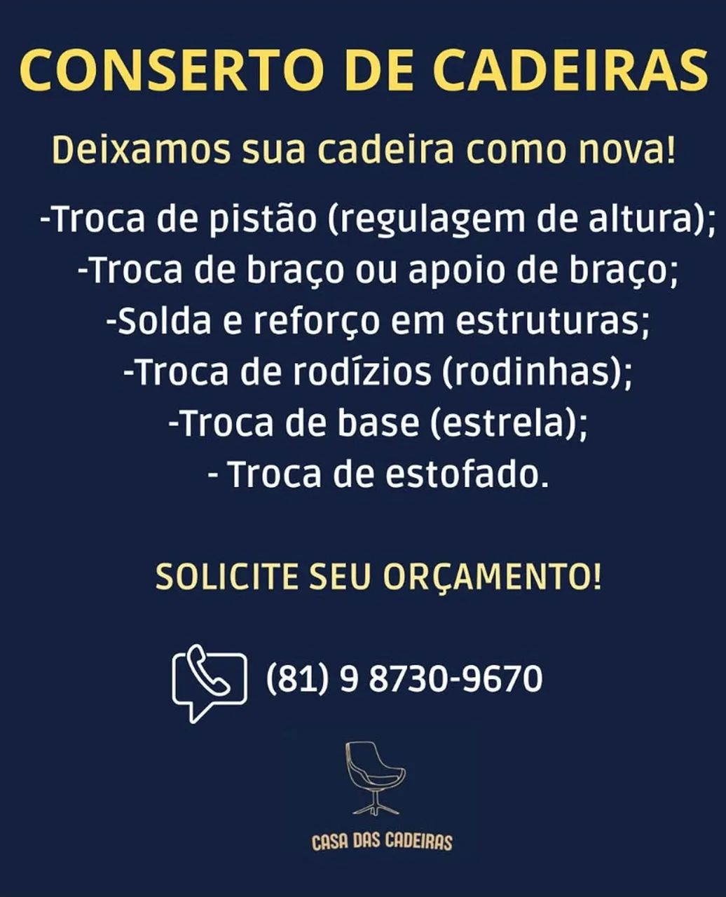 Conserto e reforma de cadeiras 