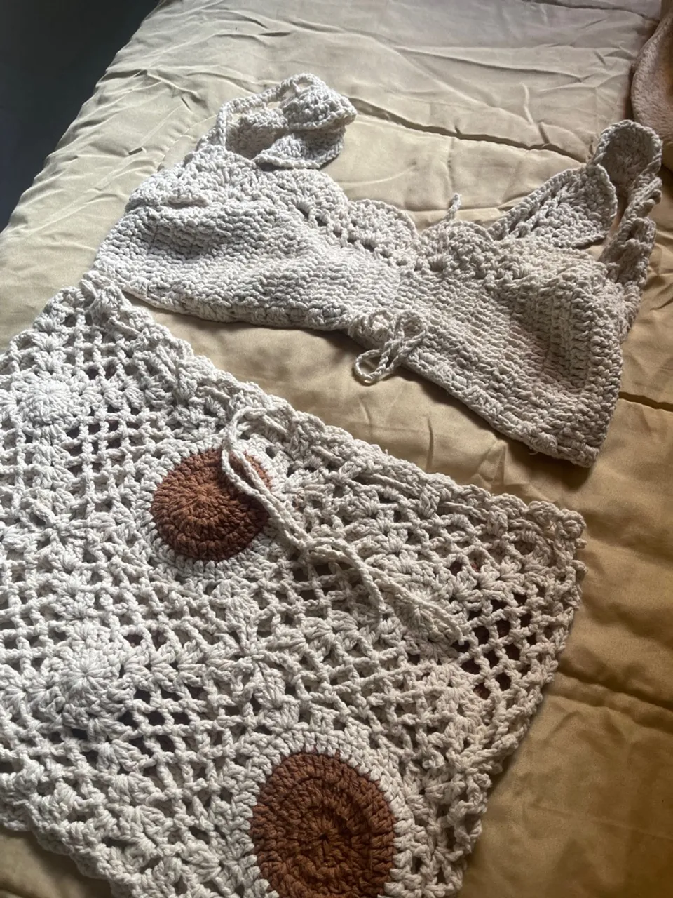 Conjunto Crochê Artesanal - Top e Saia