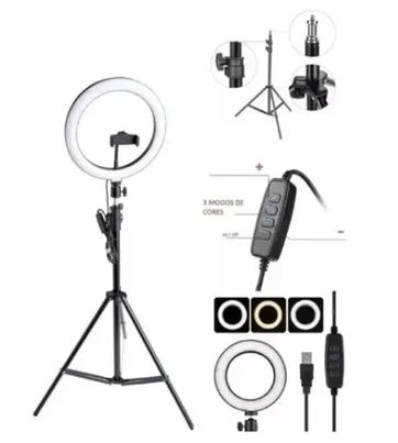 Iluminador Ring Light 12 Polegadas 30cm Tripé De 2,10 m e Suporte para Celular z1047 - Foto 3