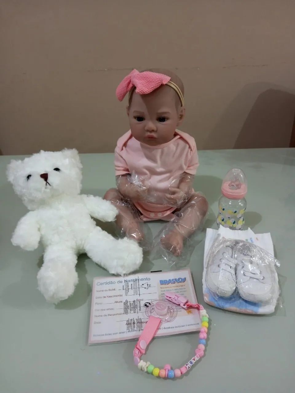Boneca Bebê Reborn Pintada Realista 48cm Menina Fofa Corpo de Silicone