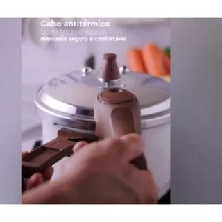 Panela Pressão Brinox Cerâmico Indução Vanilla 4.2l Vanilla. - Foto 4