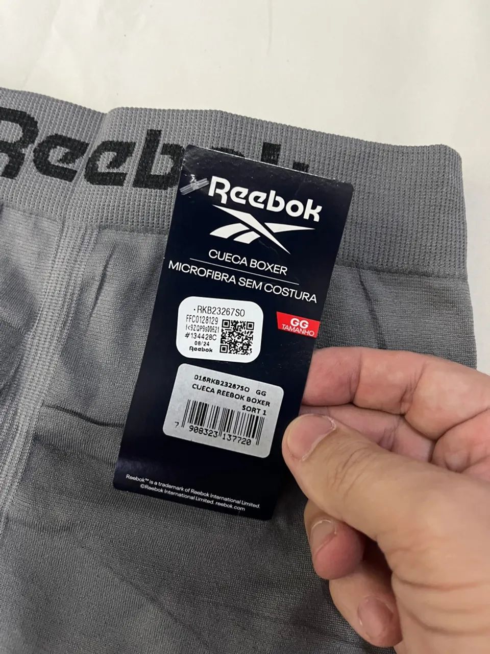Cueca Boxer Reebok Cinza GG - Microfibra Sem Costura - Foto 2