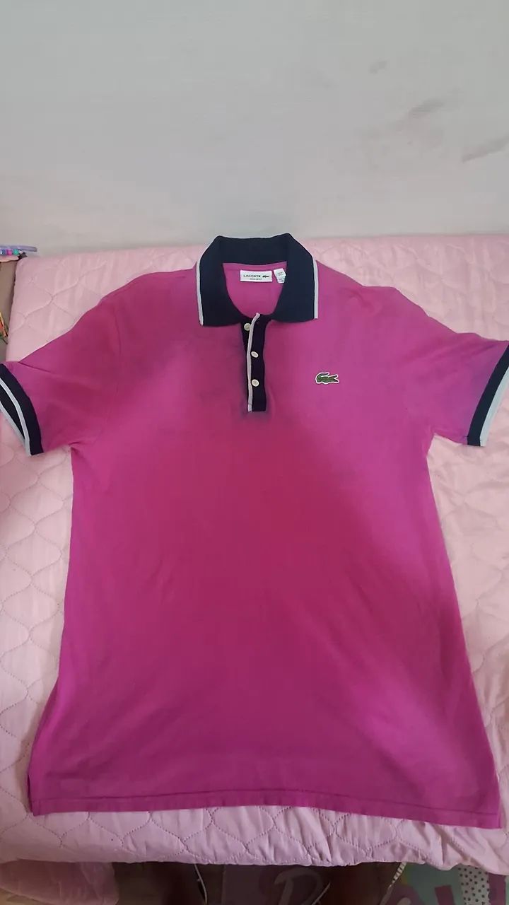 Polo Lacoste Masculina Rosa original 