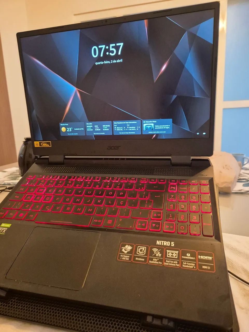 Notebook Acer Nitro 12a Gen Windows 11 Home 16GB 512GB RTX 3050 15.6" Full HD