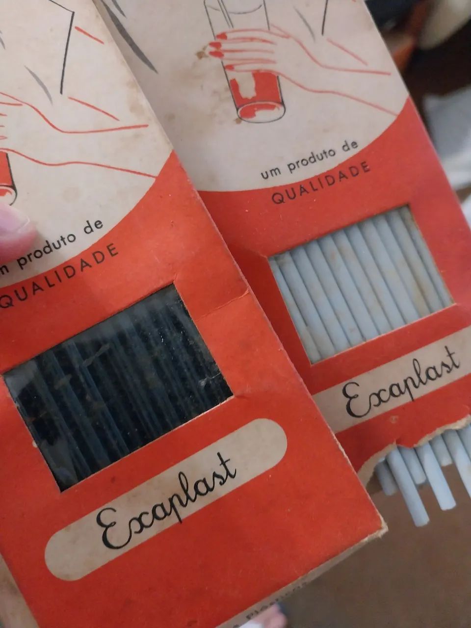 2 Caixas contendo Canudos antigos de plástico vintage Exaplast - Na caixa - Foto 2