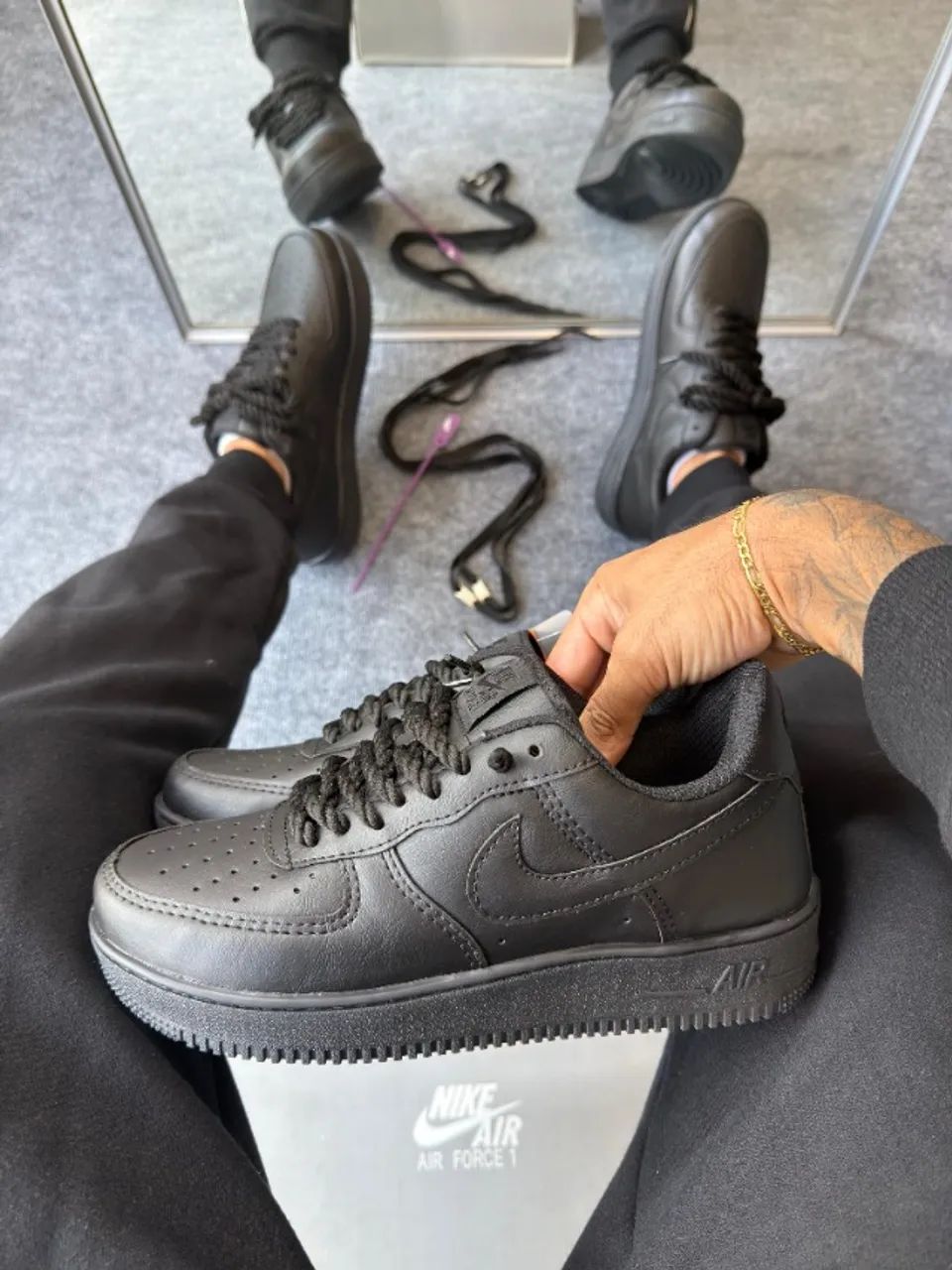 Nike Air Force One Preto Unissex Al Black - Foto 3