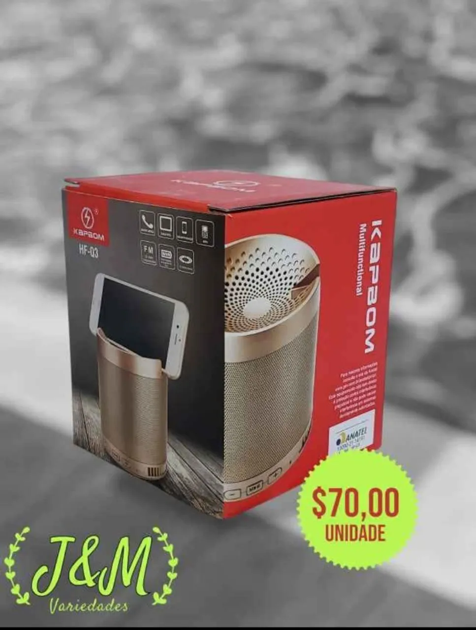 Caixa de Som Bluetooth KAPBOM HF-03 - Multifuncional