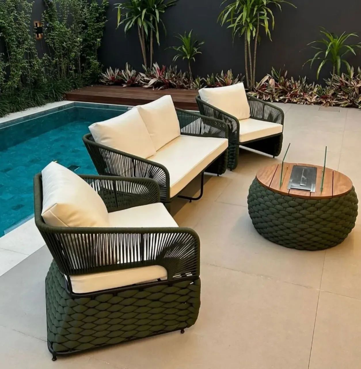 Sofas aluminio área externa gourmet churrasqueira trico e corda nautica sol e chuva  - Foto 2