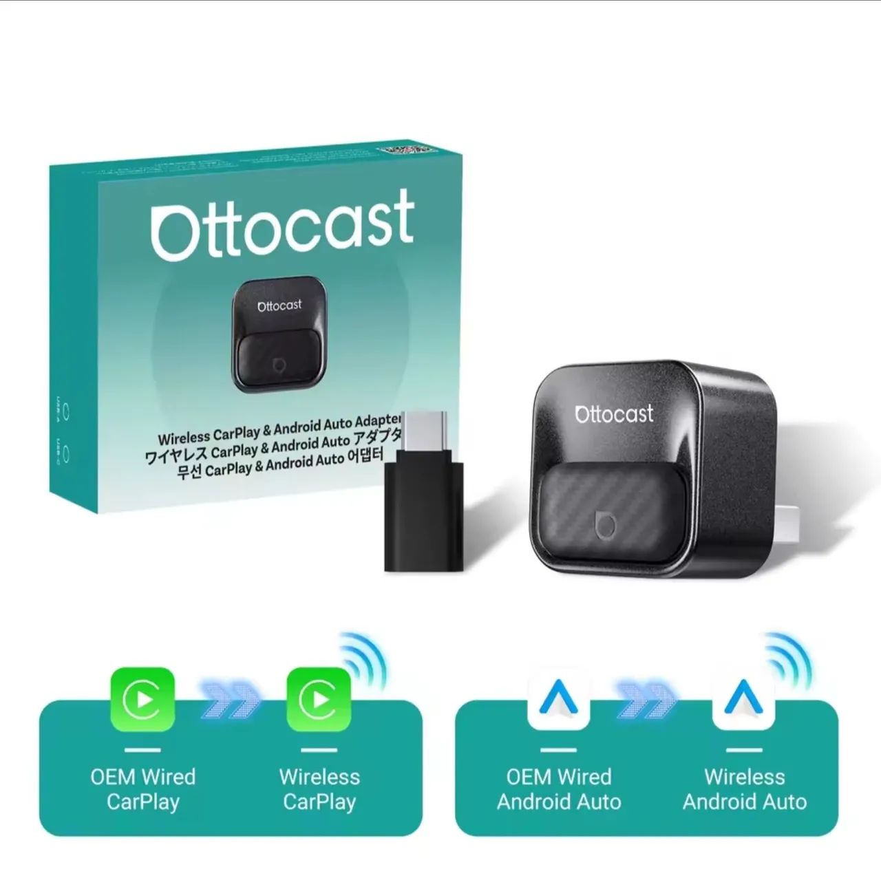 Ottocast Mini Core Carplay Android Auto sem fio