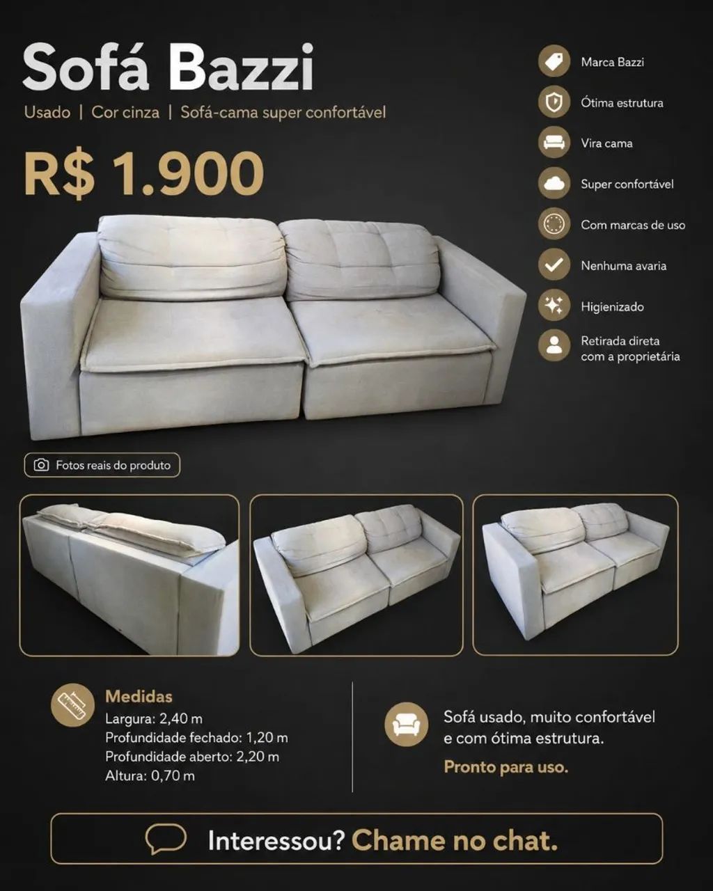 Sofa marca Bazzi em ótimo estado