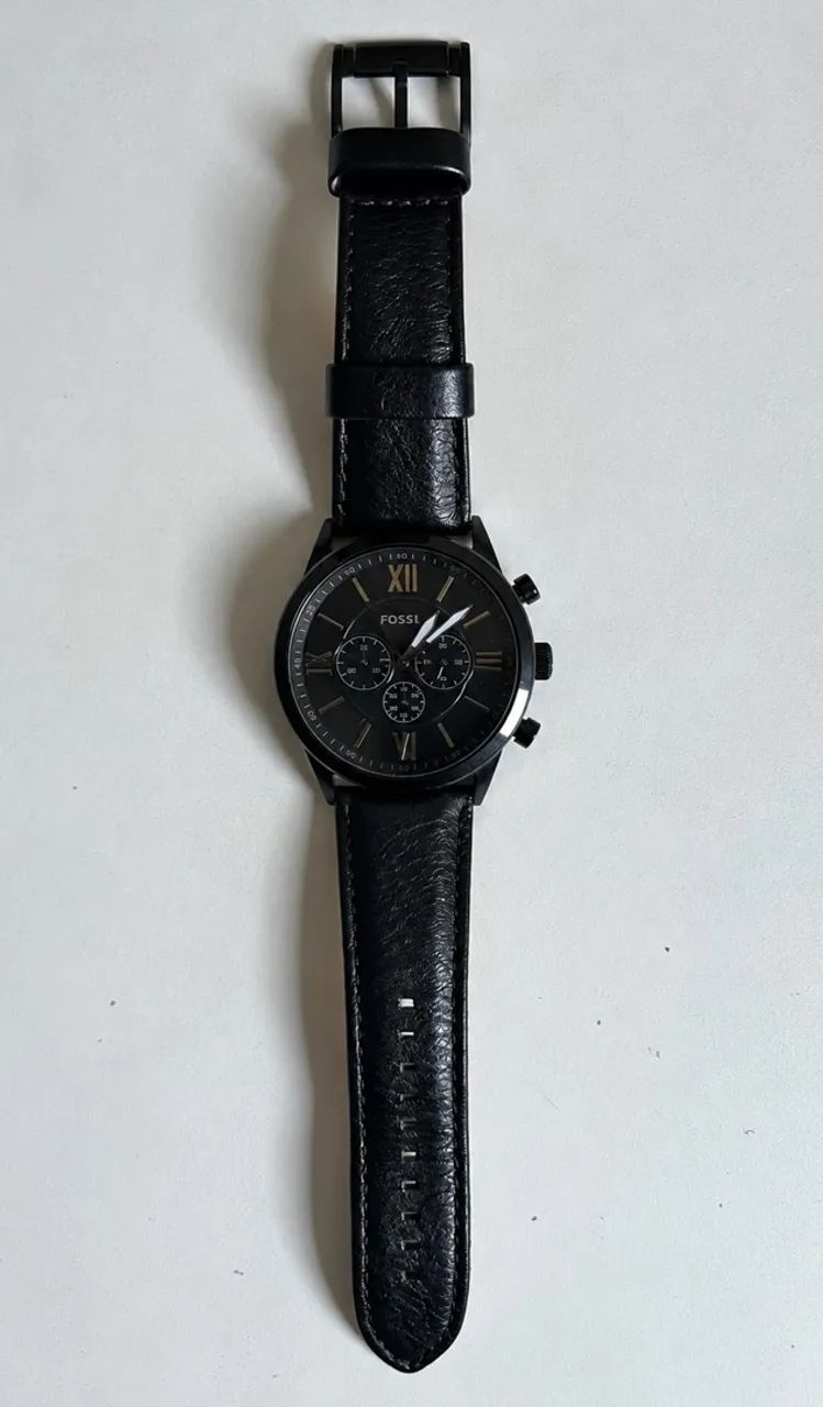 Relógio com Pulseira de Couro Preta Fossil - Foto 3