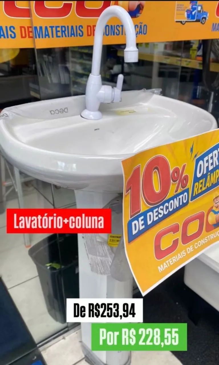 Lavatorio +coluna com 10% de desconto por apenas R$228,55