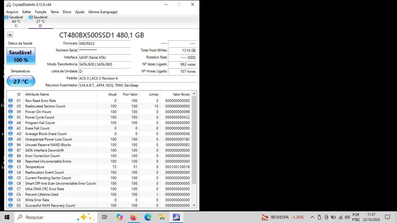 SSD crucial 480gb 100% - Foto 3
