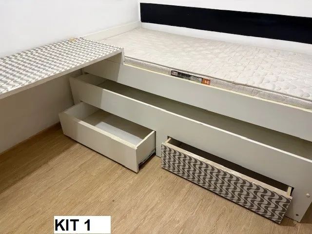 Kit de 2 Bicama com gavetas com 2 mesas escrivaninha , 1  baú e 2 Gaveteiro de Cabeceira - Foto 5