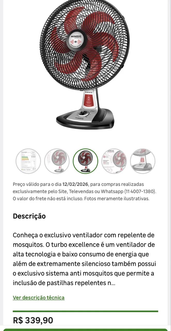 Ventilador de Mesa Mondial Turbo Excellence  - Foto 2