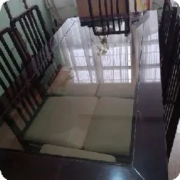 Mesa de jantar em Mogno com vidro 6 lugares com cadeiras - Foto 3