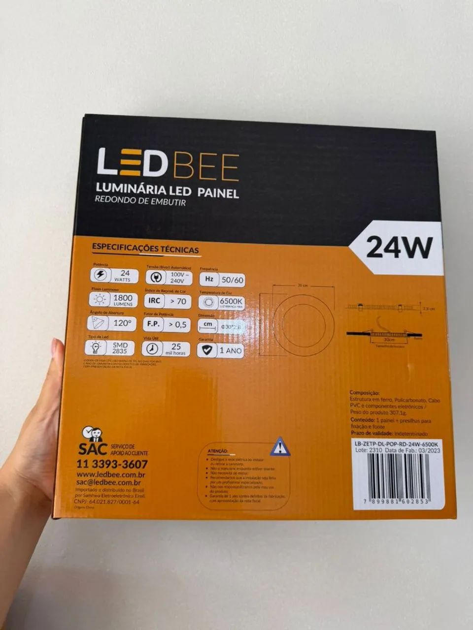 Plafon LED sobrepor redondo 24w branca LEDBee - Foto 4