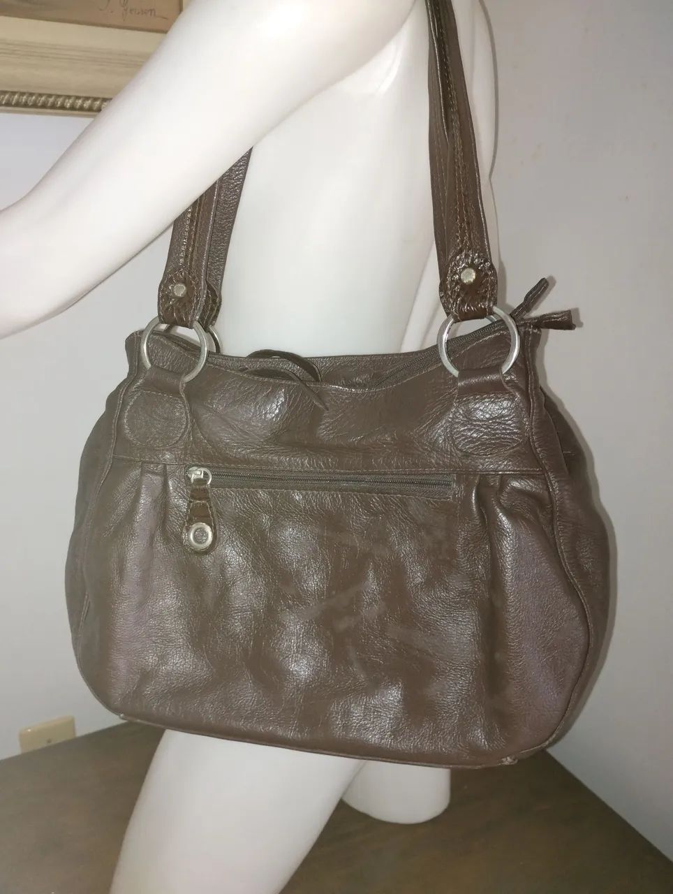 Bolsa marrom couro legítimo  - Foto 5