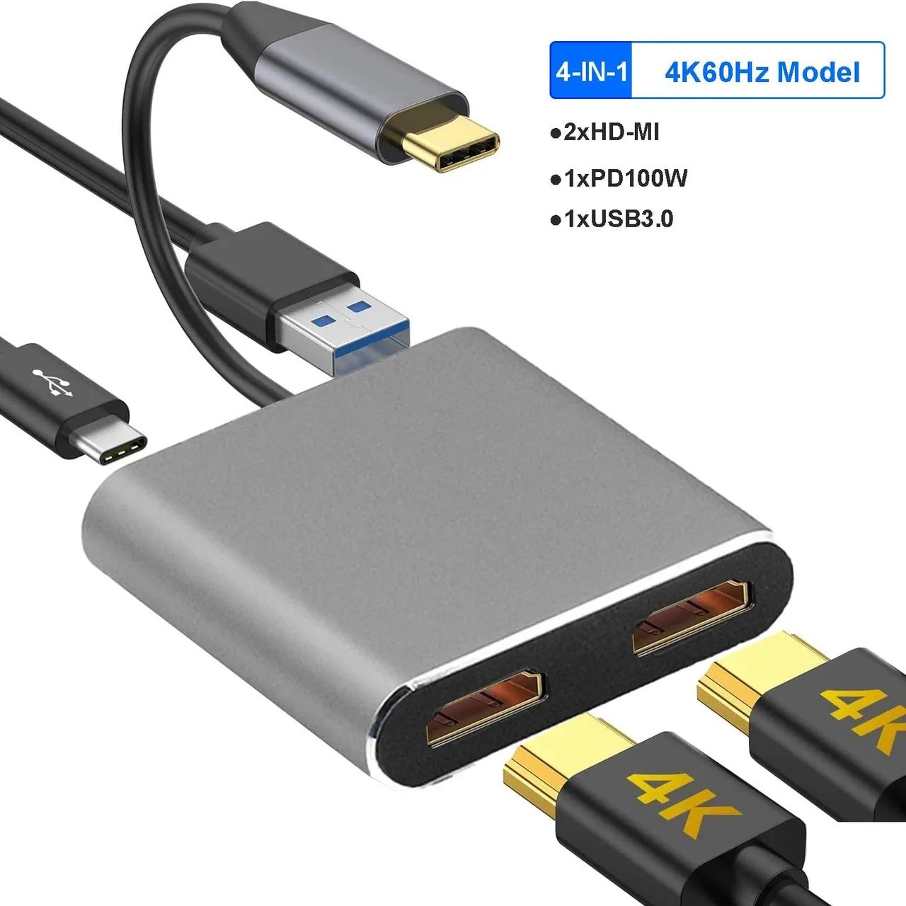 Hub HDMI 4 em 1 USB-C 