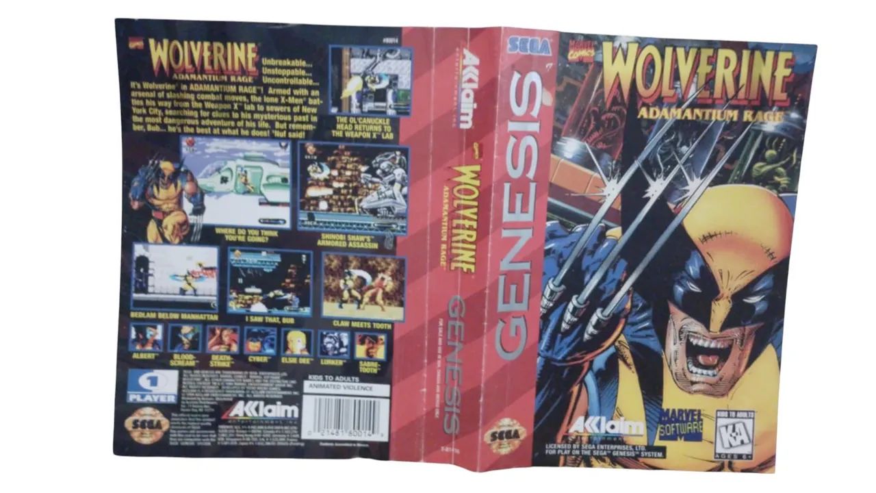 Capa do jogo de mega drive Wolverine adamantium rage sega genesis