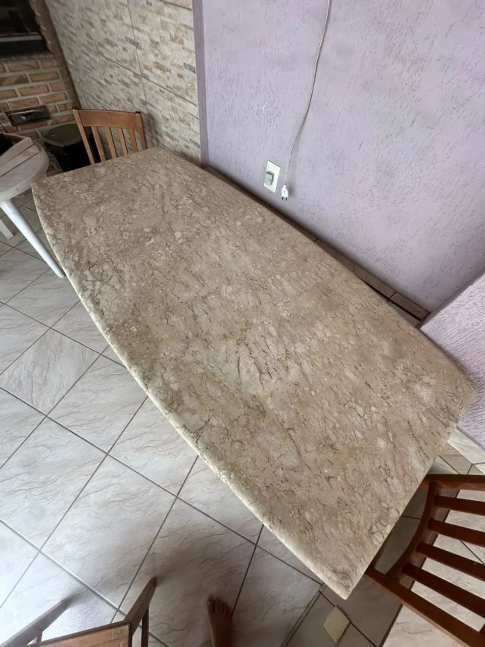 Mesa mármore marta rocha(sem cadeiras) 1,90 x 0,90 - Foto 2