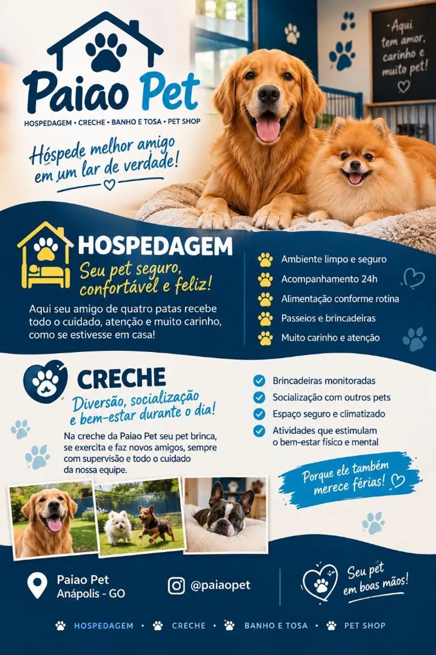 Hospedagem e creche pet 