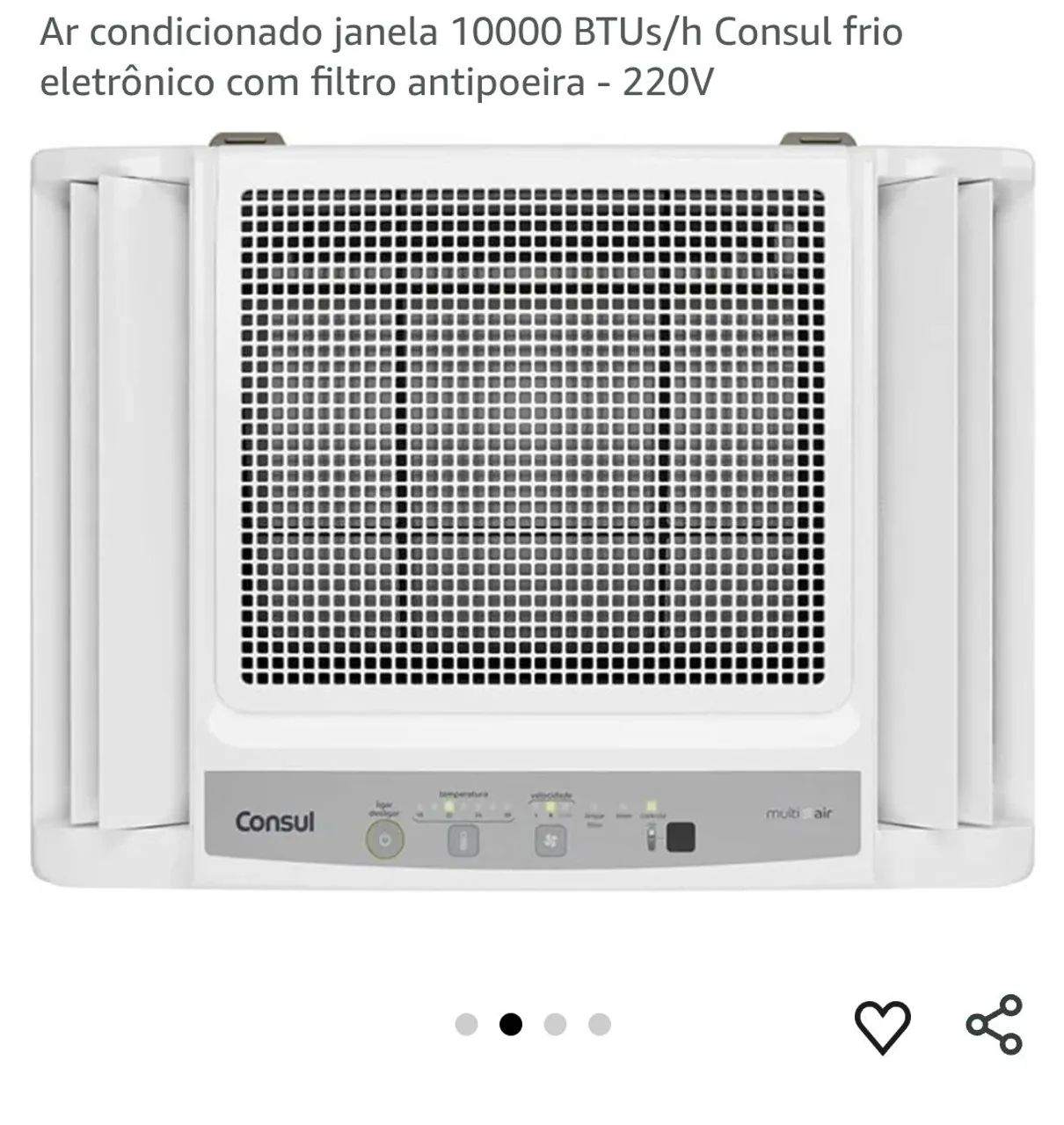 Ar condicionado janela 10000 BTUs/h Consul frio eletrônico com filtro antipoeira - 127v<br>