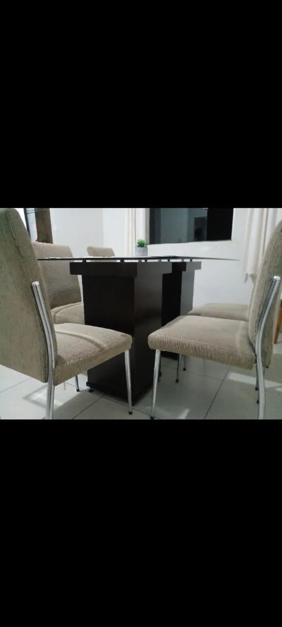 Mesa seis cadeiras tampo em vidro  - Foto 2