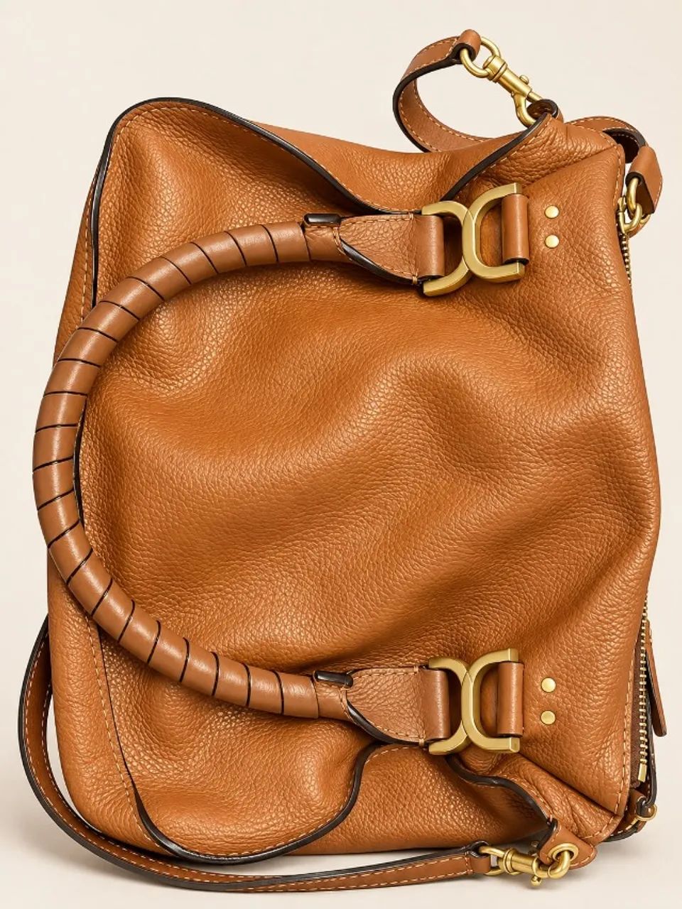 CHLOÉ MARCIE MEDIUM DOUBLE CARRY - TAN | ORIGINAL | NOTA FISCAL + CERTIFICADO e QR  - Foto 3