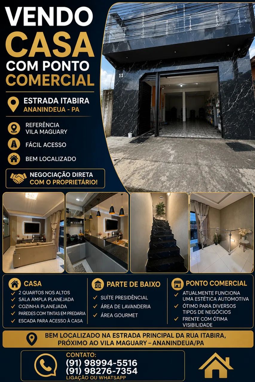 CASA COM PONTO COMERCIAL A VENDA EM ANANINDEUA 