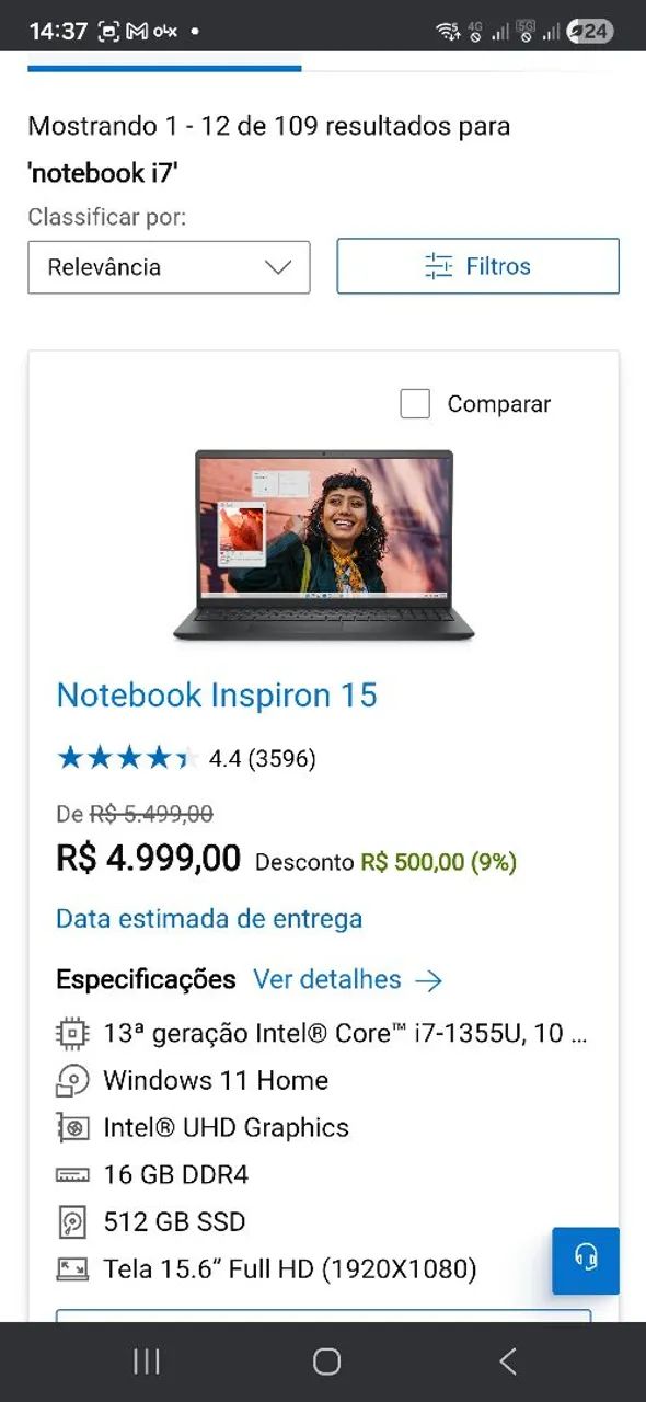 notebook Dell Inspiron 15 3511 com processador Intel Core i7-1165G7 - Foto 3