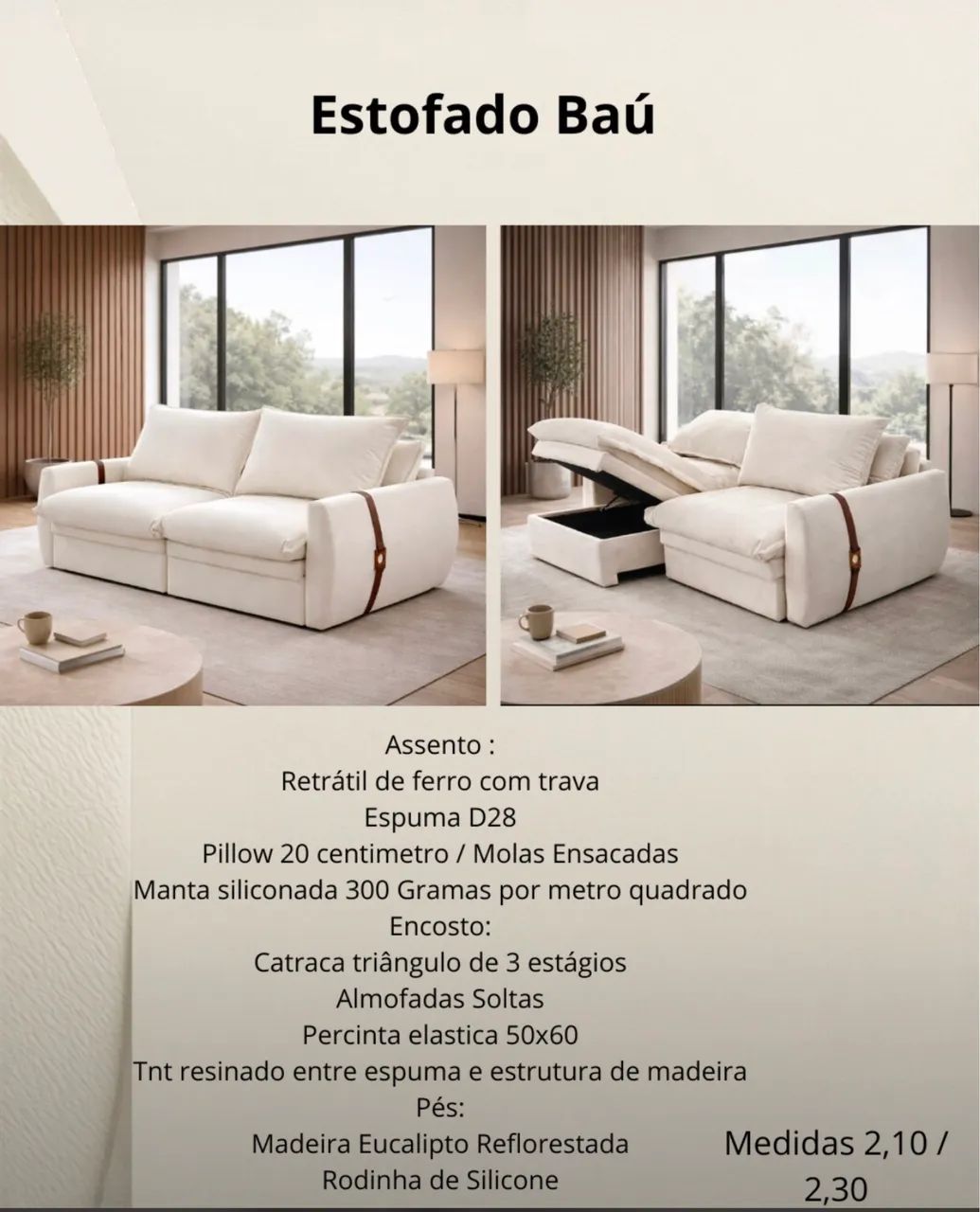 Estofado retrátil baú - NOVO - ENTREGAMOS  - Foto 2