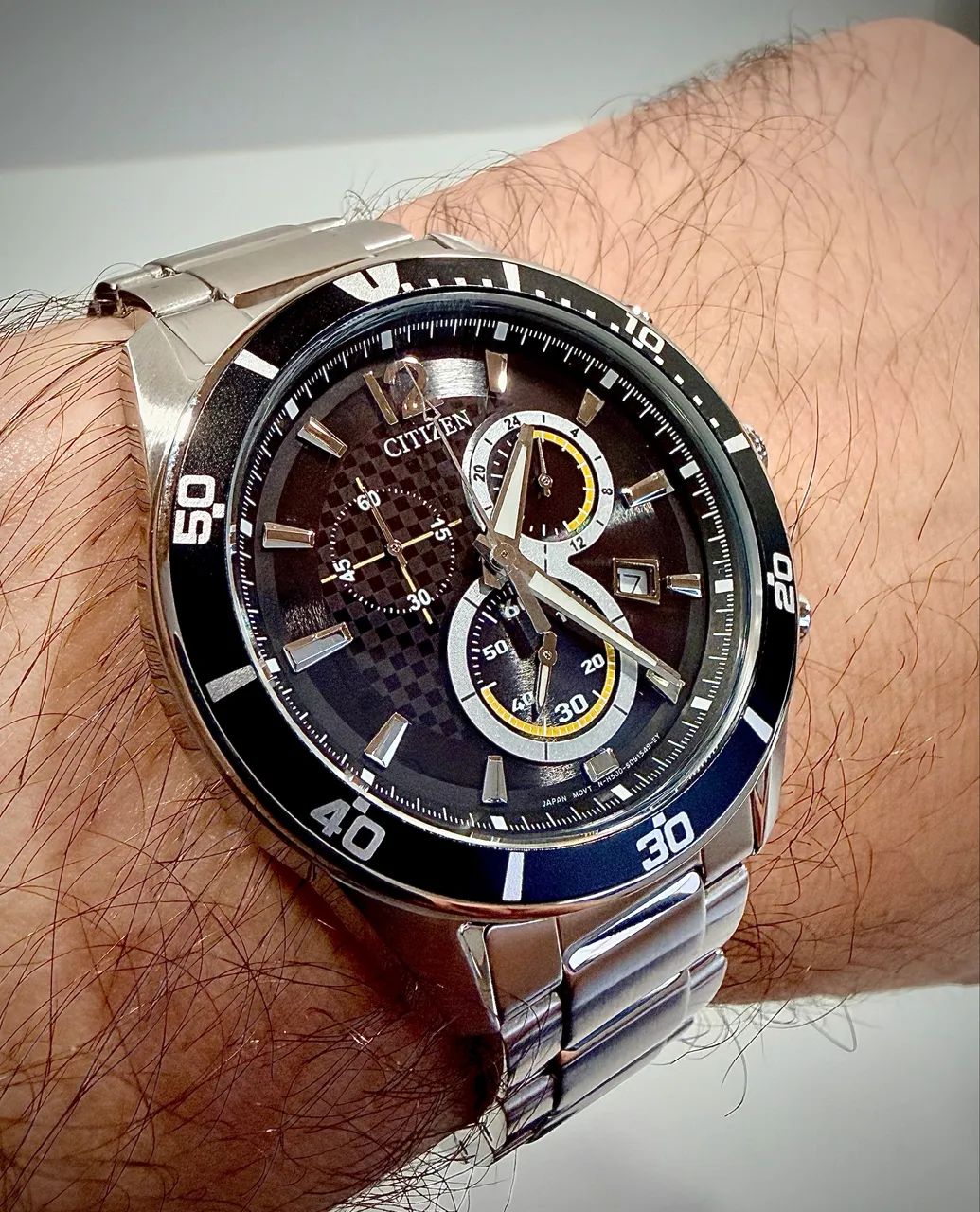 Relógio Citizen Japonês Eco-Drive Chronograph Preto e Amarelo Novo