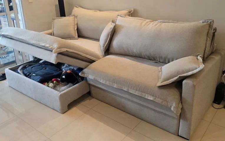 SOFÁ RETRÁTIL COM MOLAS ENSACADAS E BAÚ GIGANTE ! CONFORTO E QUALIDADE ! - Foto 5