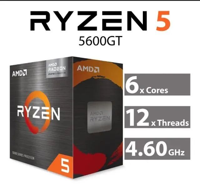 Processador Amd Ryzen 5 5600GT , Com Vídeo,19MB Cache, 4.6 GHZ Turbo, AM4, Novo, Lacrado