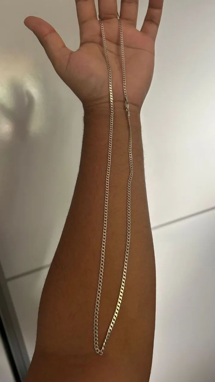 Corrente de Prata Escama De Peixe 3,5MM Por 70Cm - Foto 5